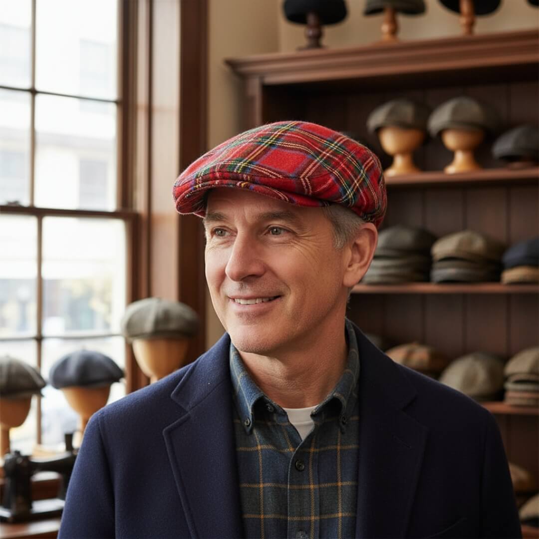 Katoenen ivy cap met tartan — BLEISWIJK