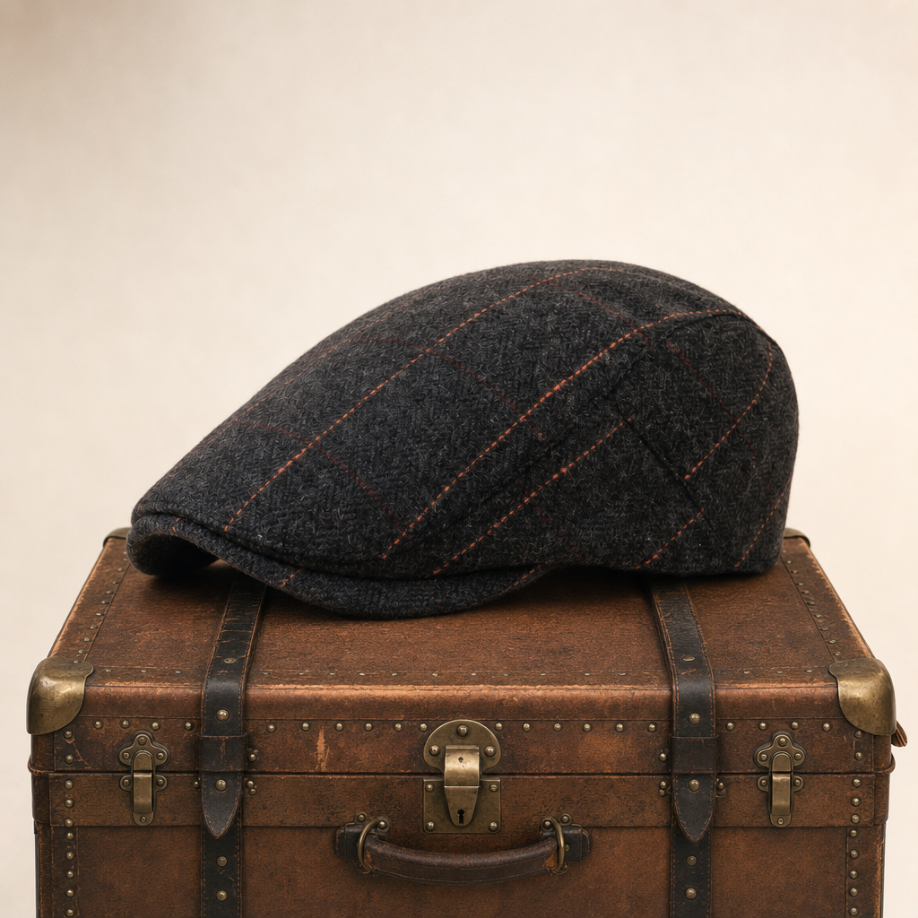 Flatcap van wolmix met visgraat — EERSEL