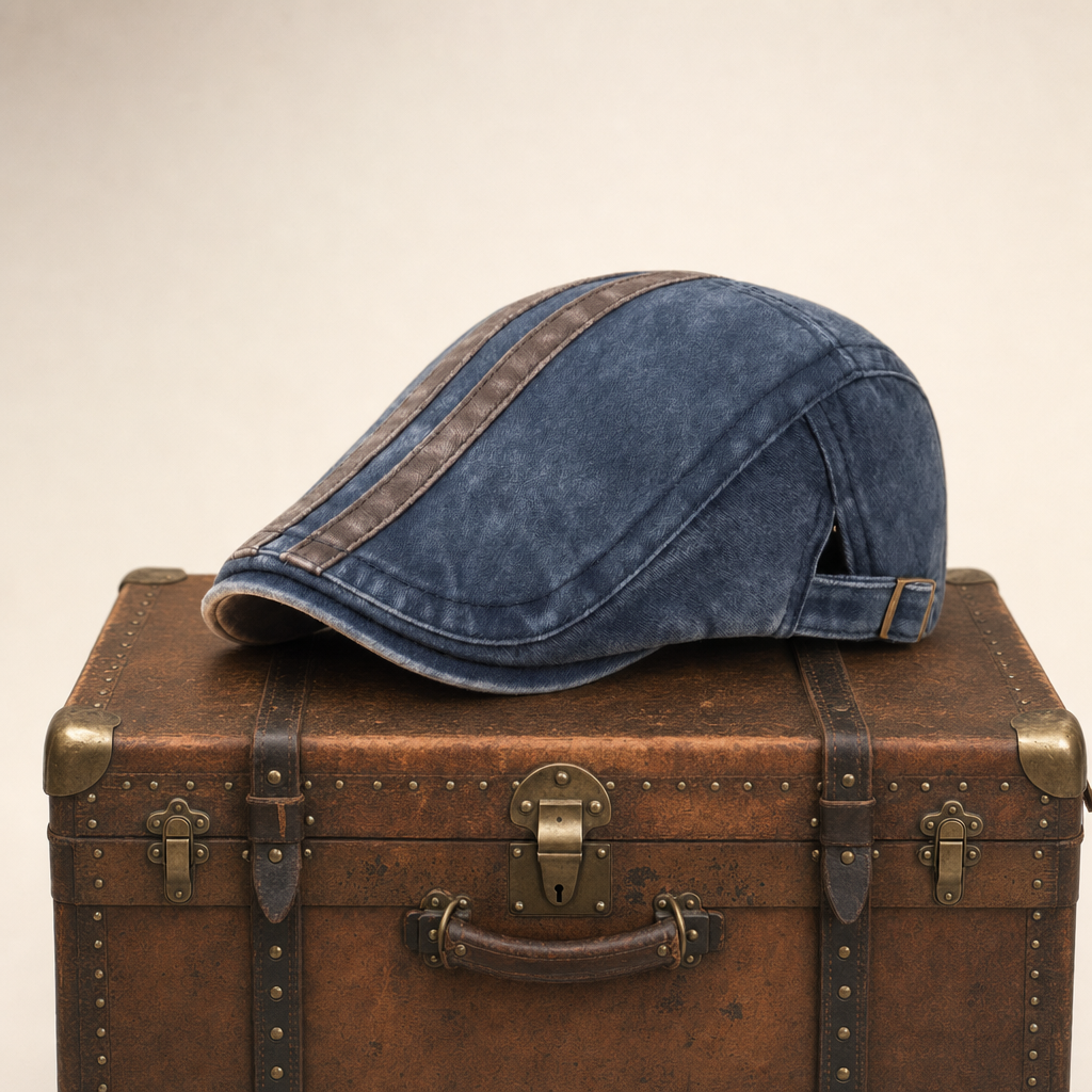 Denim flatcap met strepen — TUITJENHORN