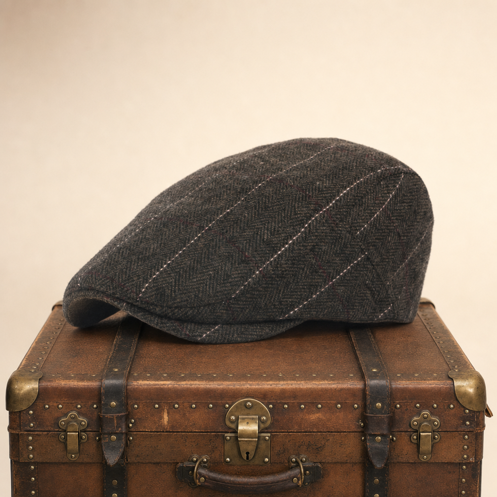 Flatcap van wolmix met visgraat — ZEVENBERGEN