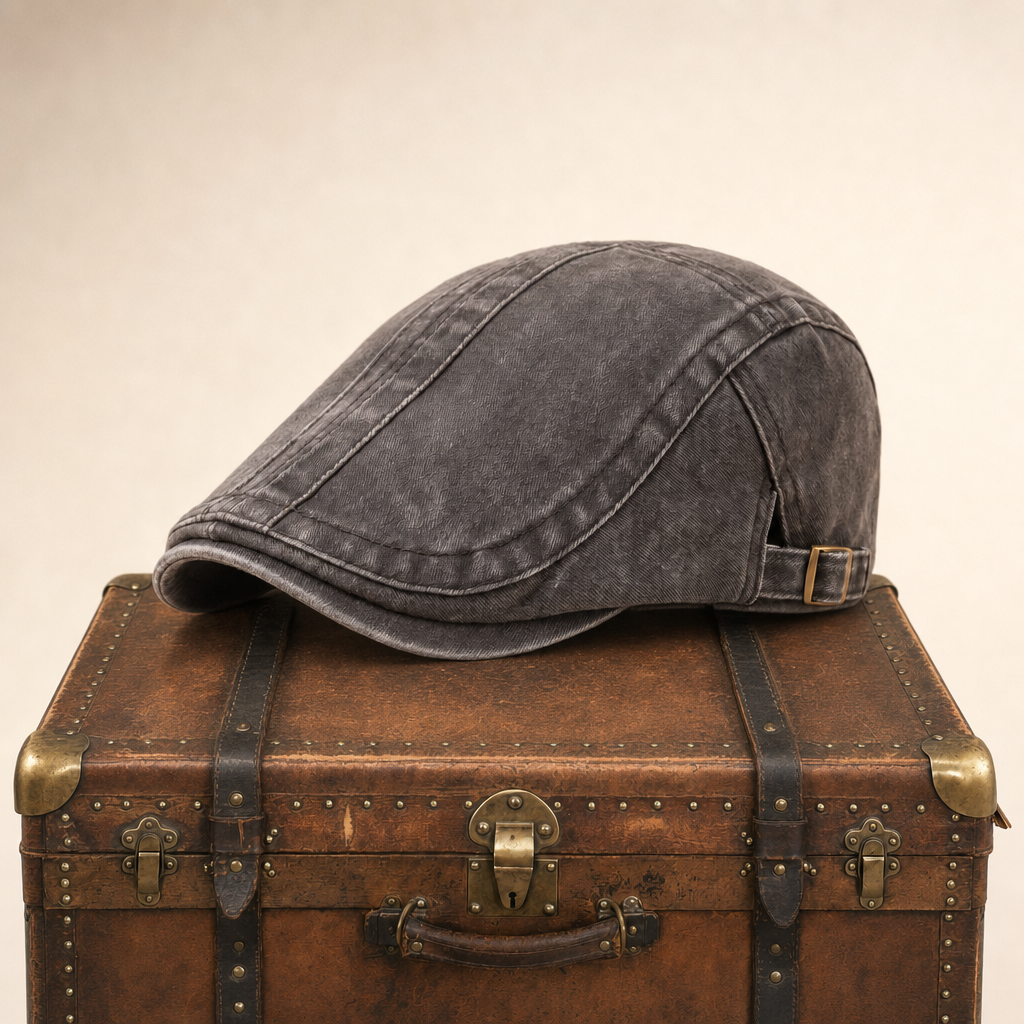 Denim flatcap met strepen — TUITJENHORN