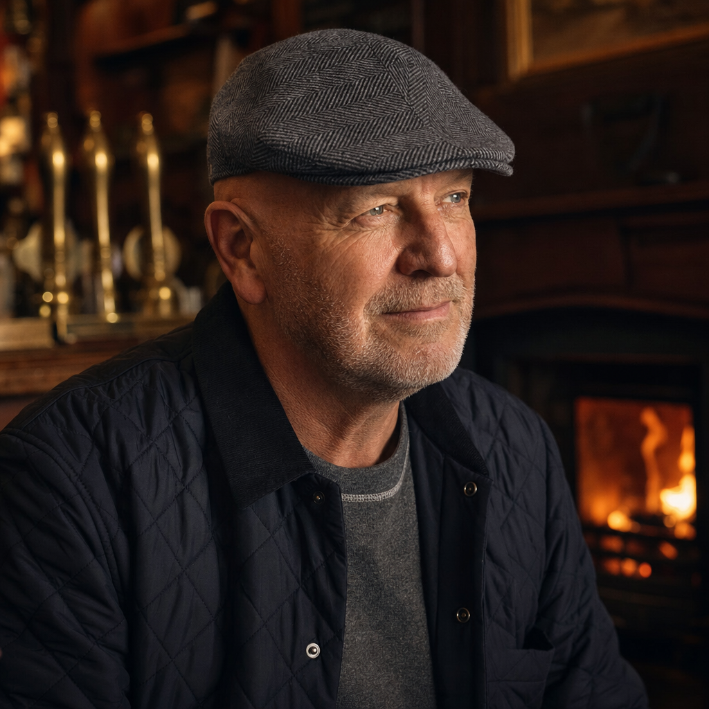 Wollen flatcap met visgraat — HEILOO