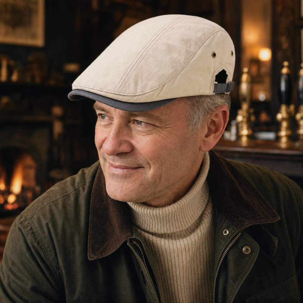 Katoenen flatcap met krijtstreep — APPINGEDAM