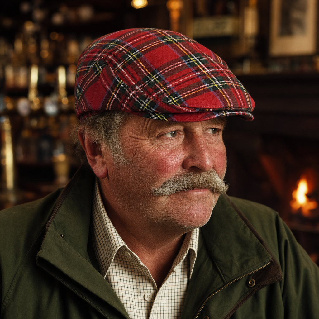 Flatcap van wolmix met ruit — GELDROP