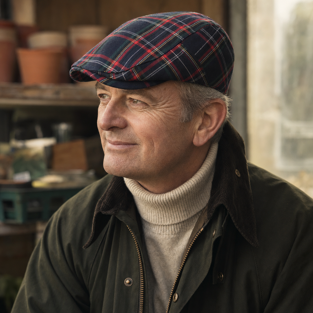 Flatcap van wolmix met tartan — GROESBEEK