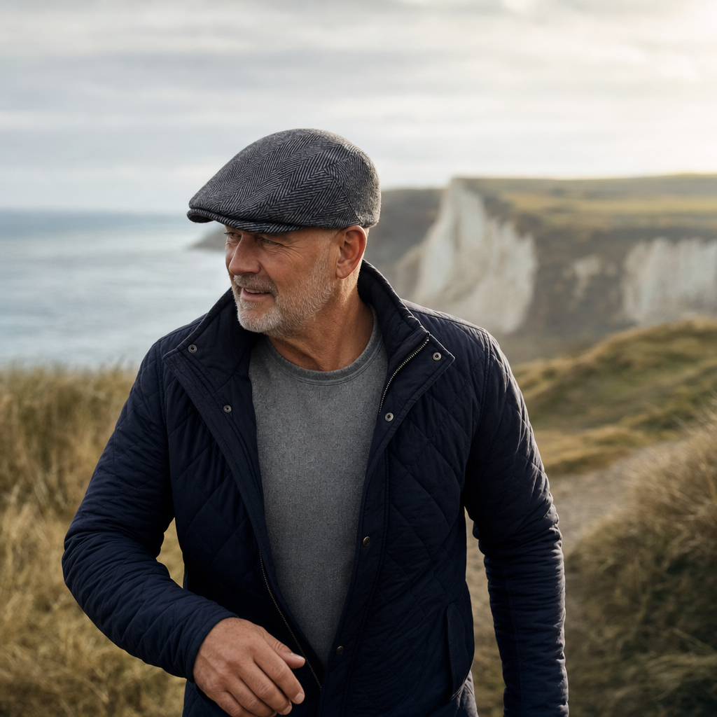 Wollen flatcap met visgraat — HEILOO