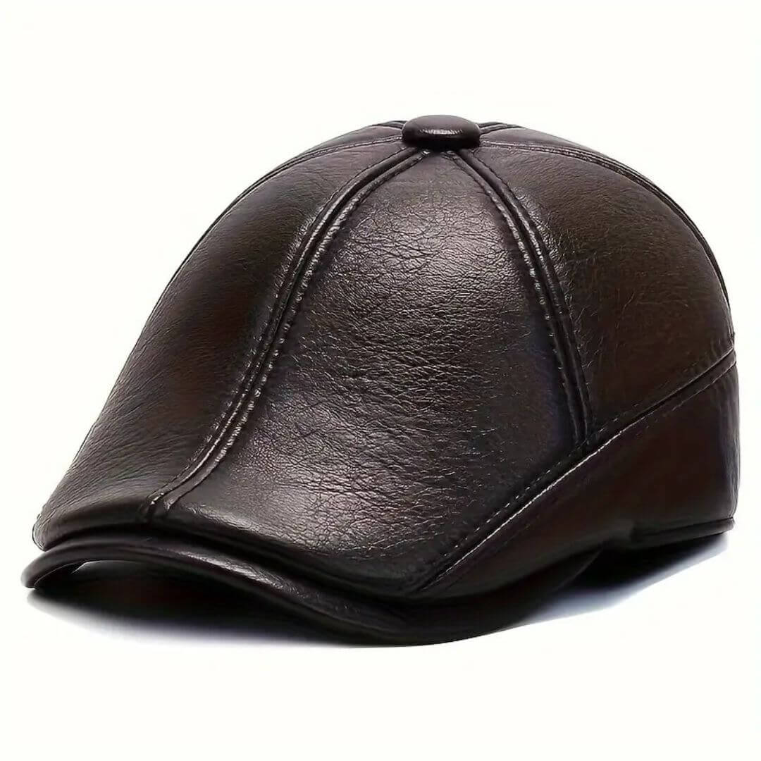 Leren flatcap — DONKERBROEK