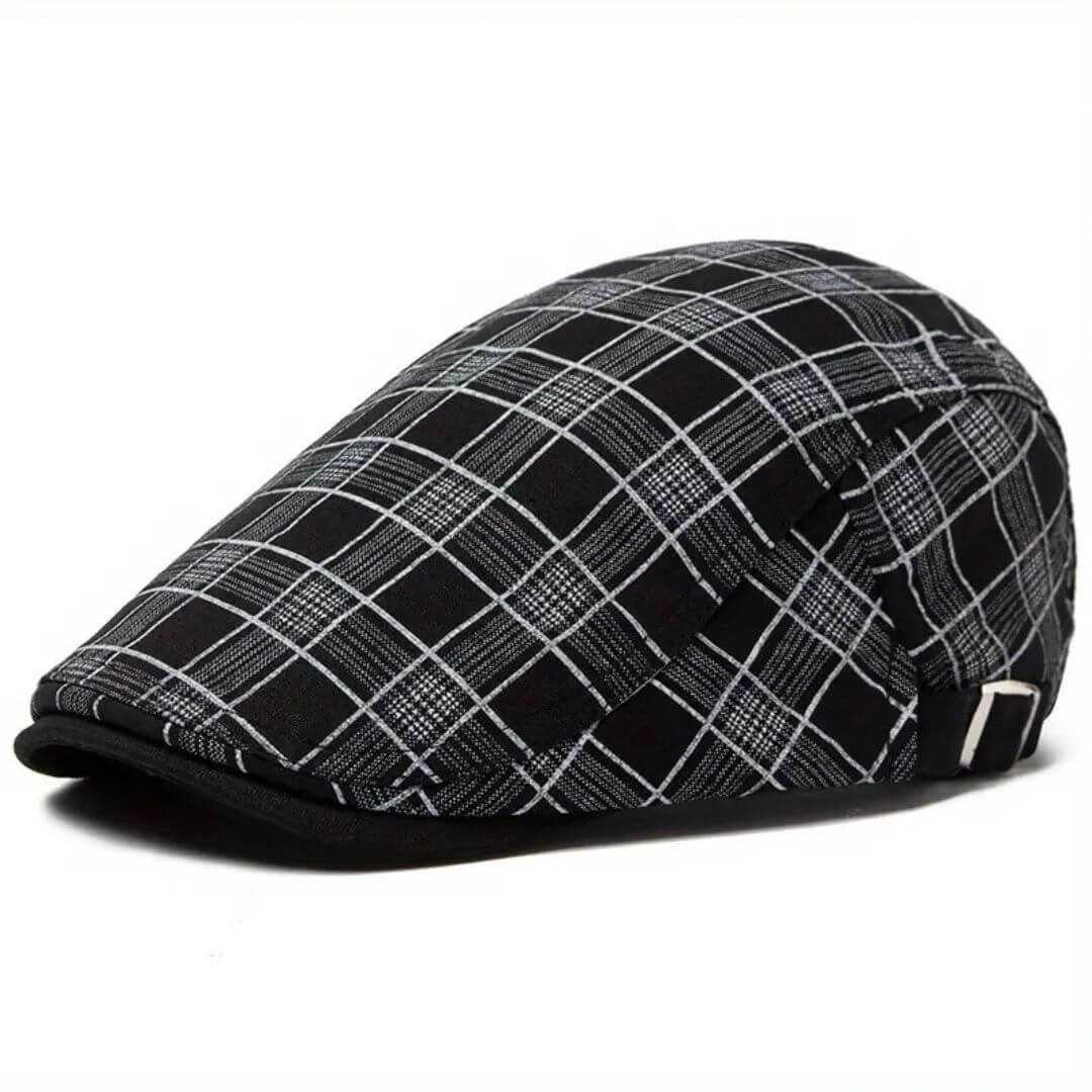 Flatcap van linnenmix met ruit — DRIMMELEN