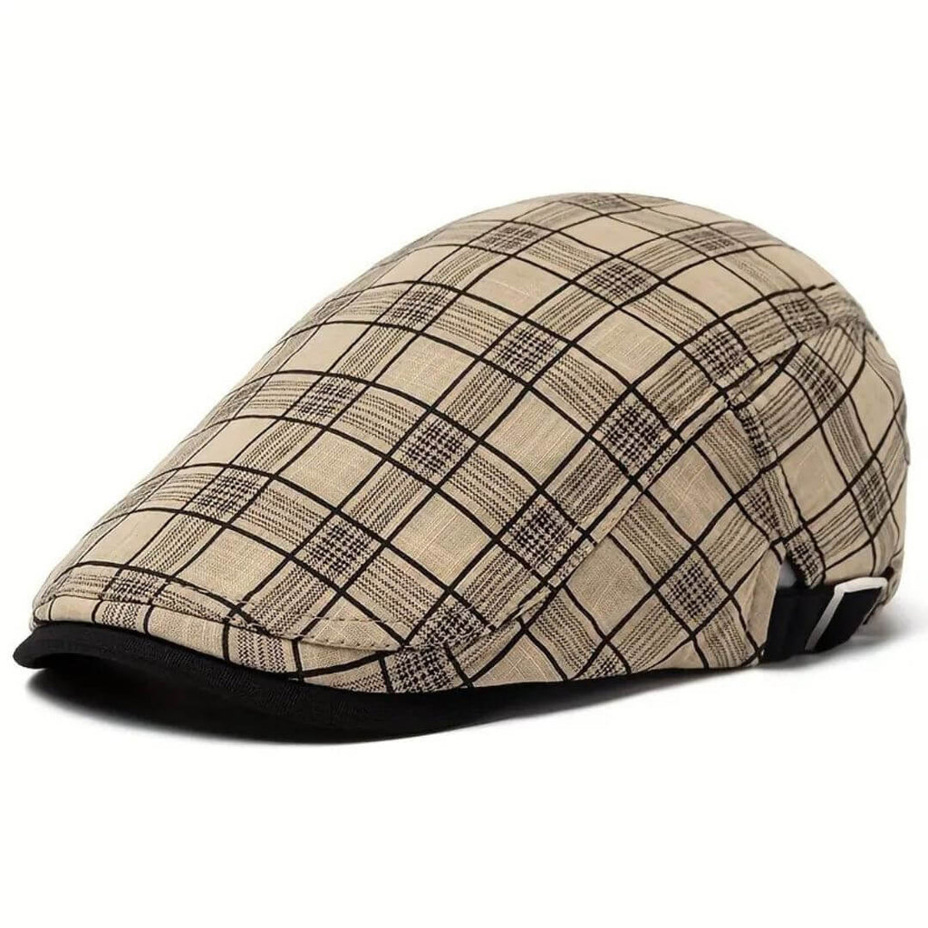 Flatcap van linnenmix met ruit — DRIMMELEN