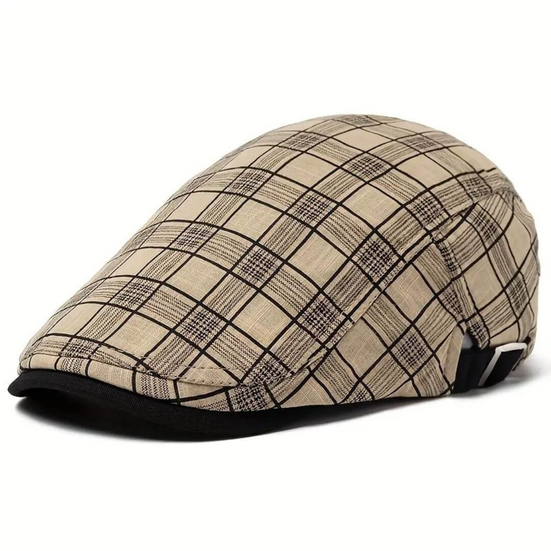 Flatcap van linnenmix met ruit — DRIMMELEN