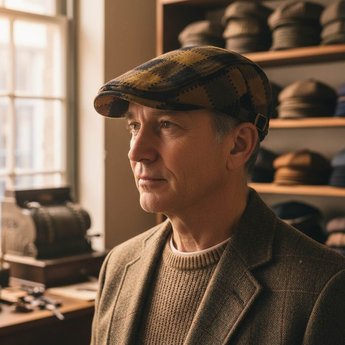 Katoenen flatcap met ruit — WINSUM