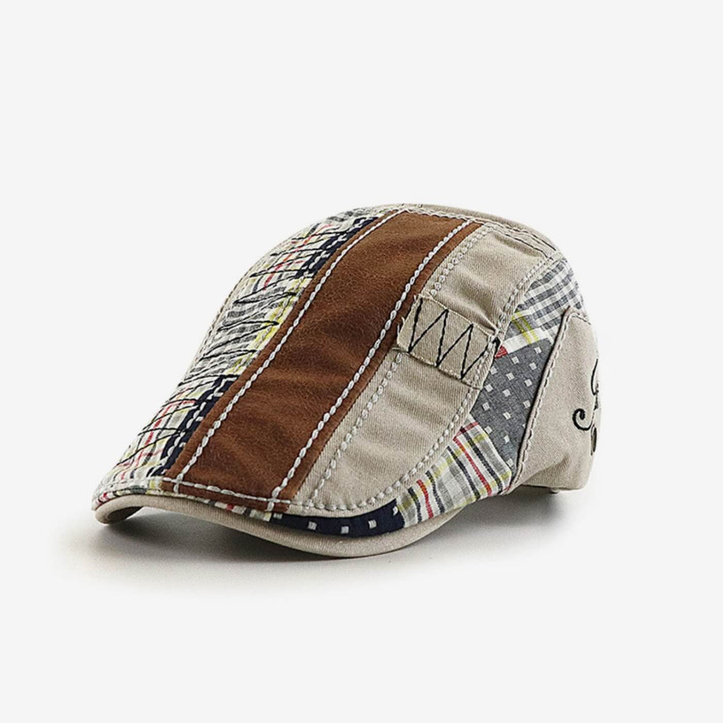 Katoenen flatcap met patchwork — REUSEL