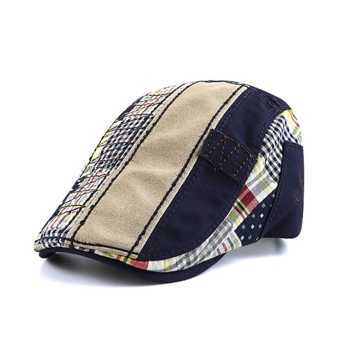 Katoenen flatcap met patchwork — REUSEL