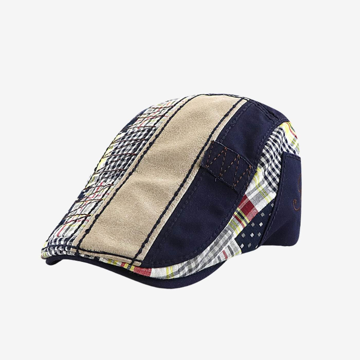 Katoenen flatcap met patchwork — REUSEL