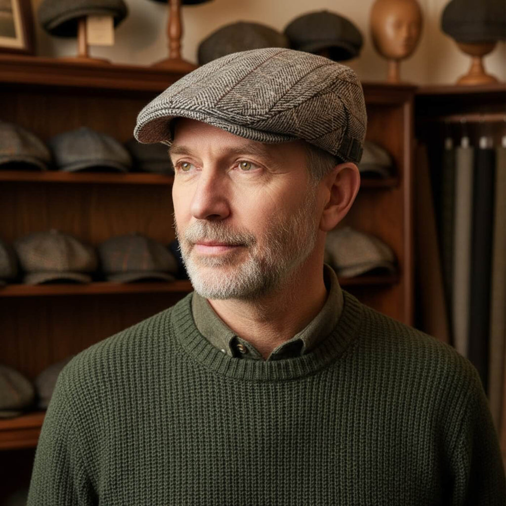 Katoenen flatcap met visgraat — WADDINXVEEN