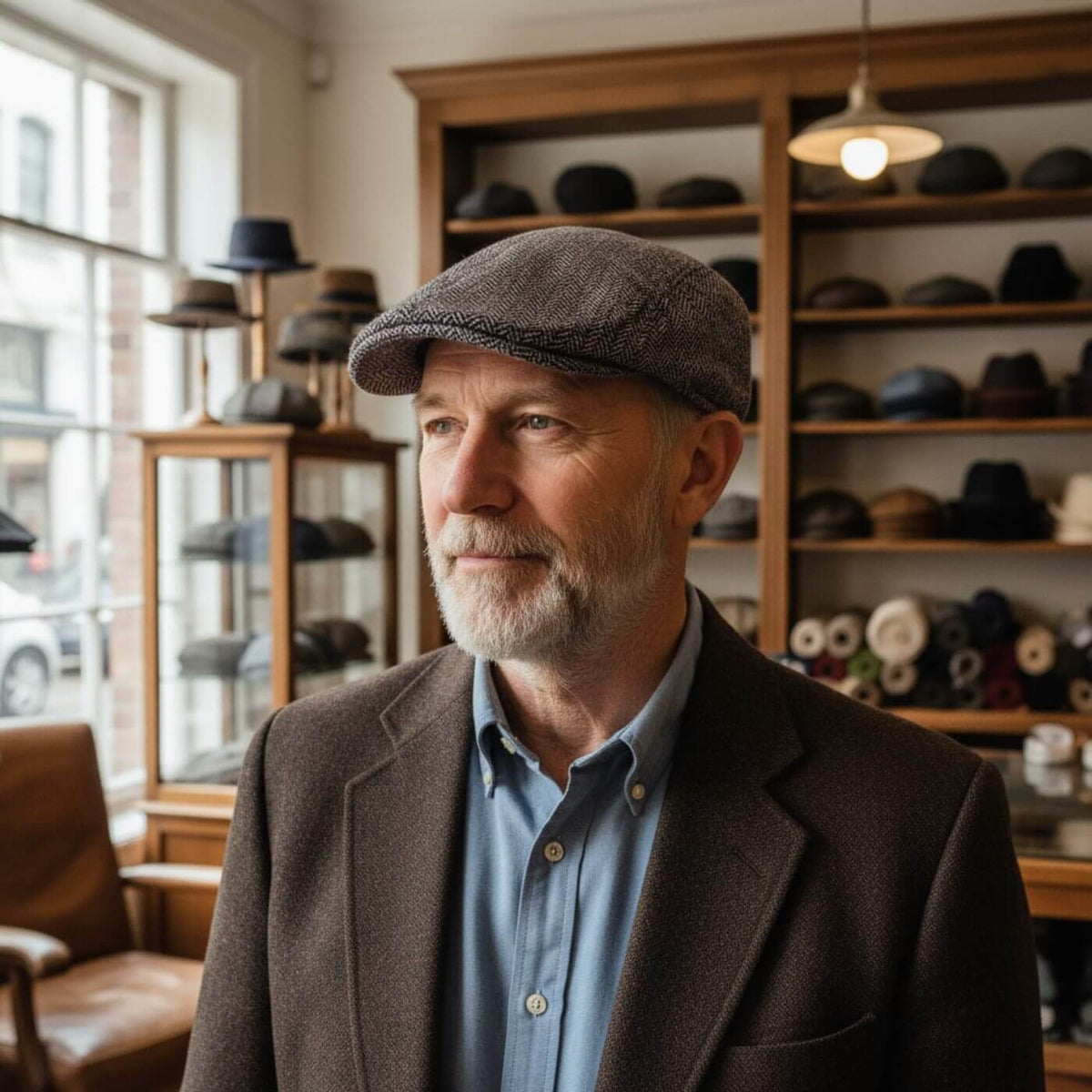 Katoenen flatcap met visgraat — KOUDEKERKE