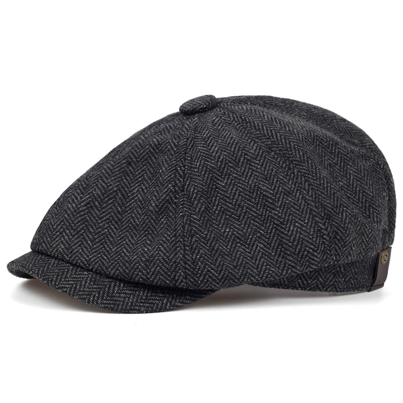 Wollen flatcap met visgraat — ZAAMSLAG