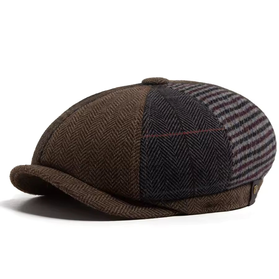 Wollen flatcap met patchwork — HOOGEVEEN