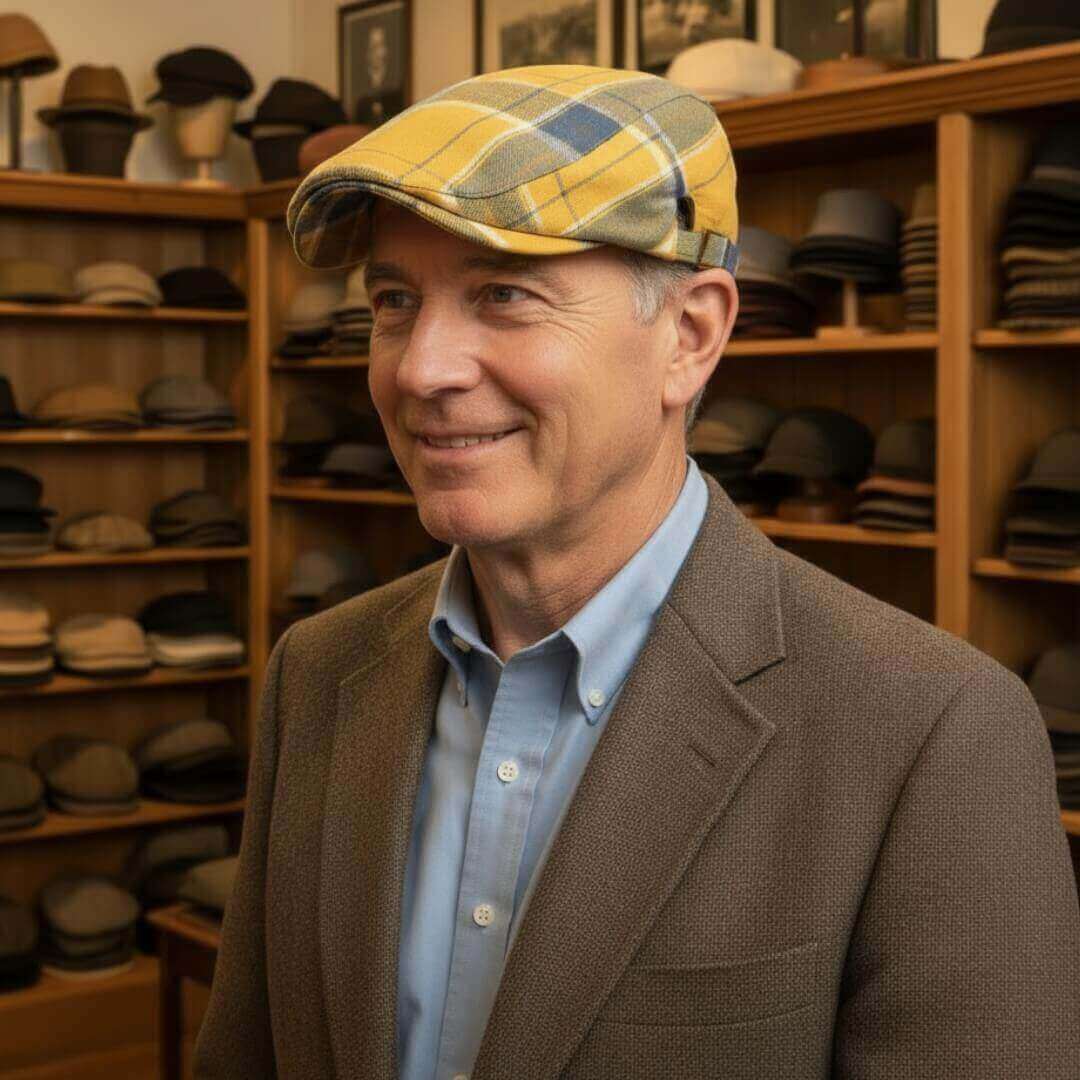 Katoenen flatcap met ruit — KATWIJK
