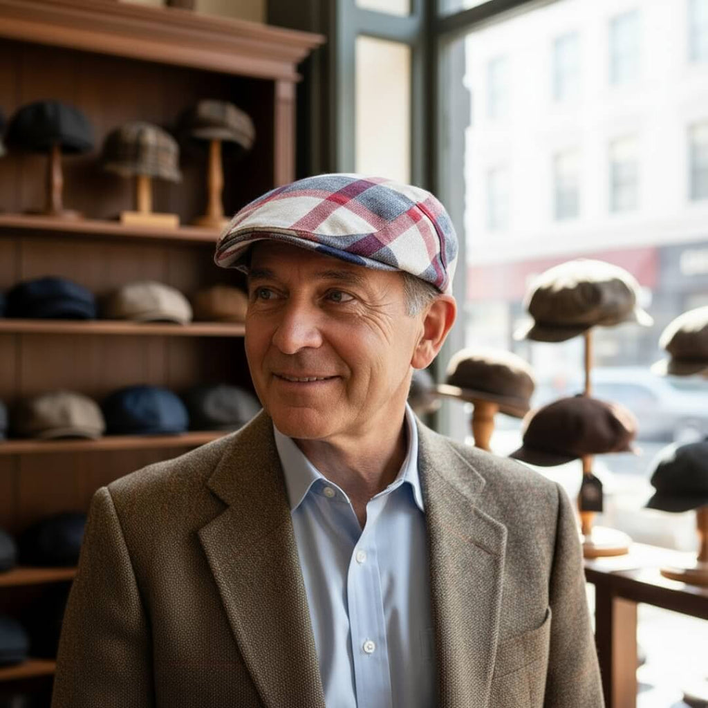 Katoenen flatcap met patchwork — LELYSTAD