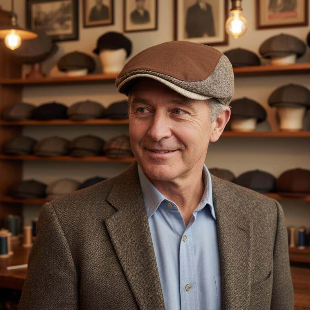 Katoenen flatcap met visgraat — POELDIJK