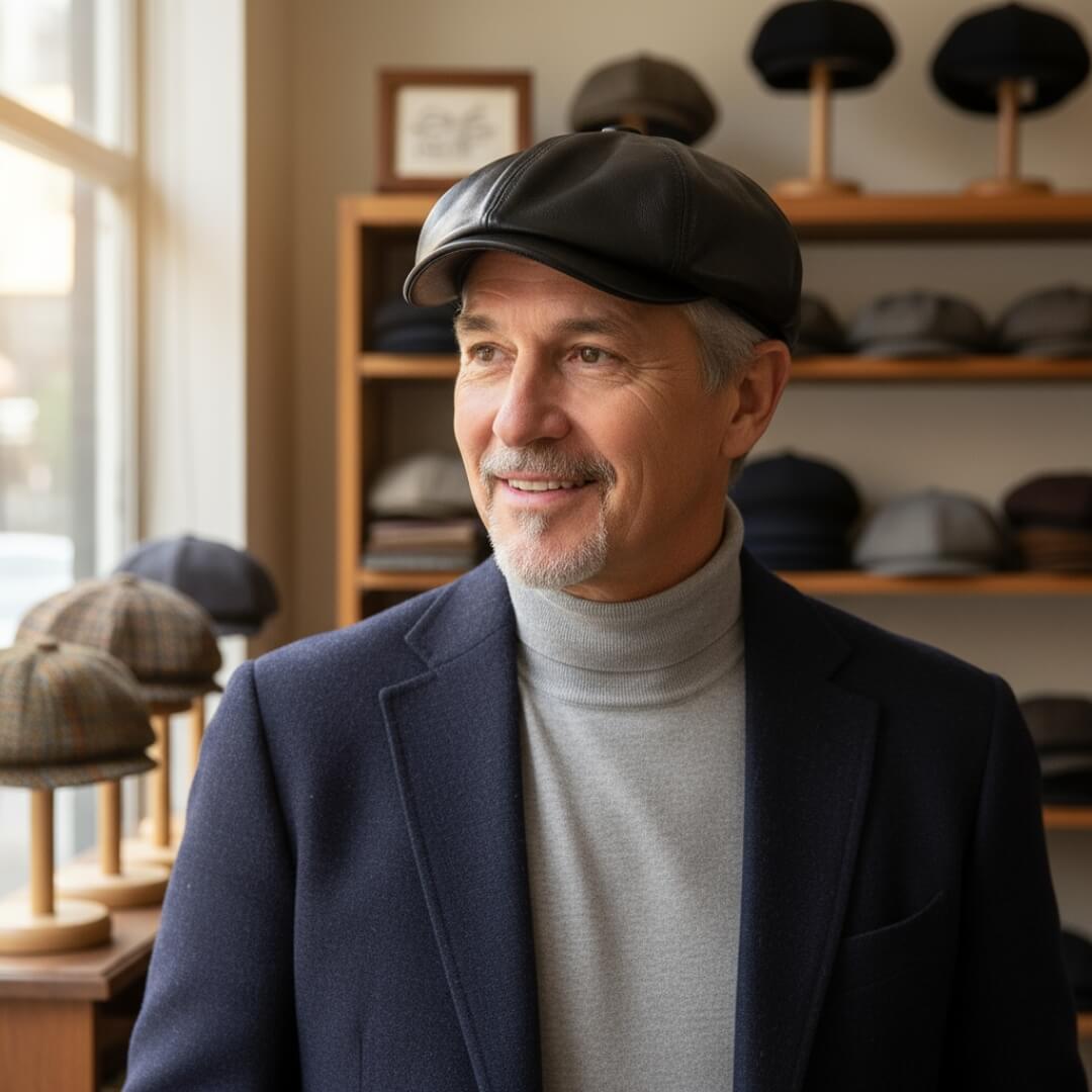Leren flatcap — VORDEN