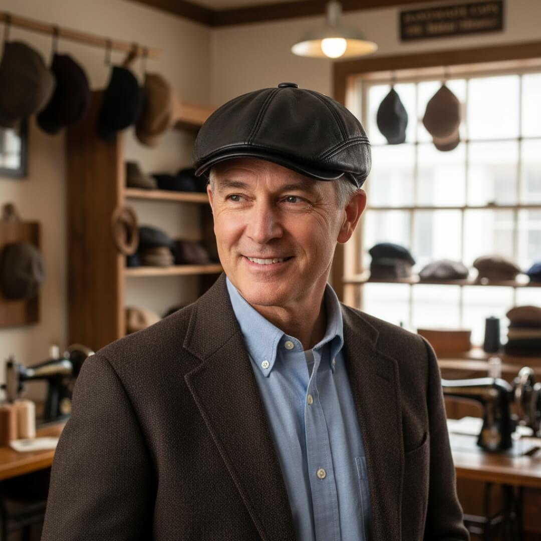 Leren flatcap — DONKERBROEK
