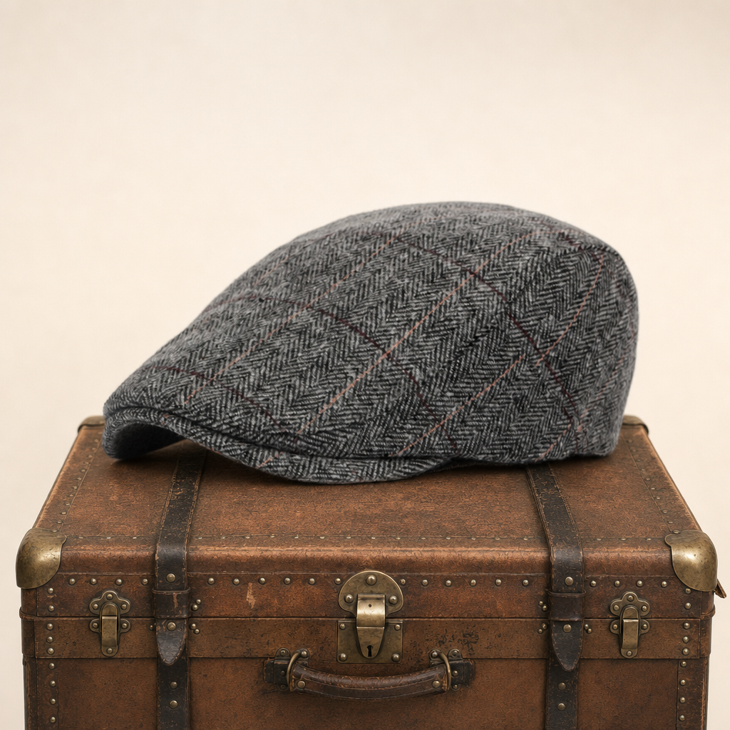 Flatcap van wolmix met visgraat — ZEVENBERGEN