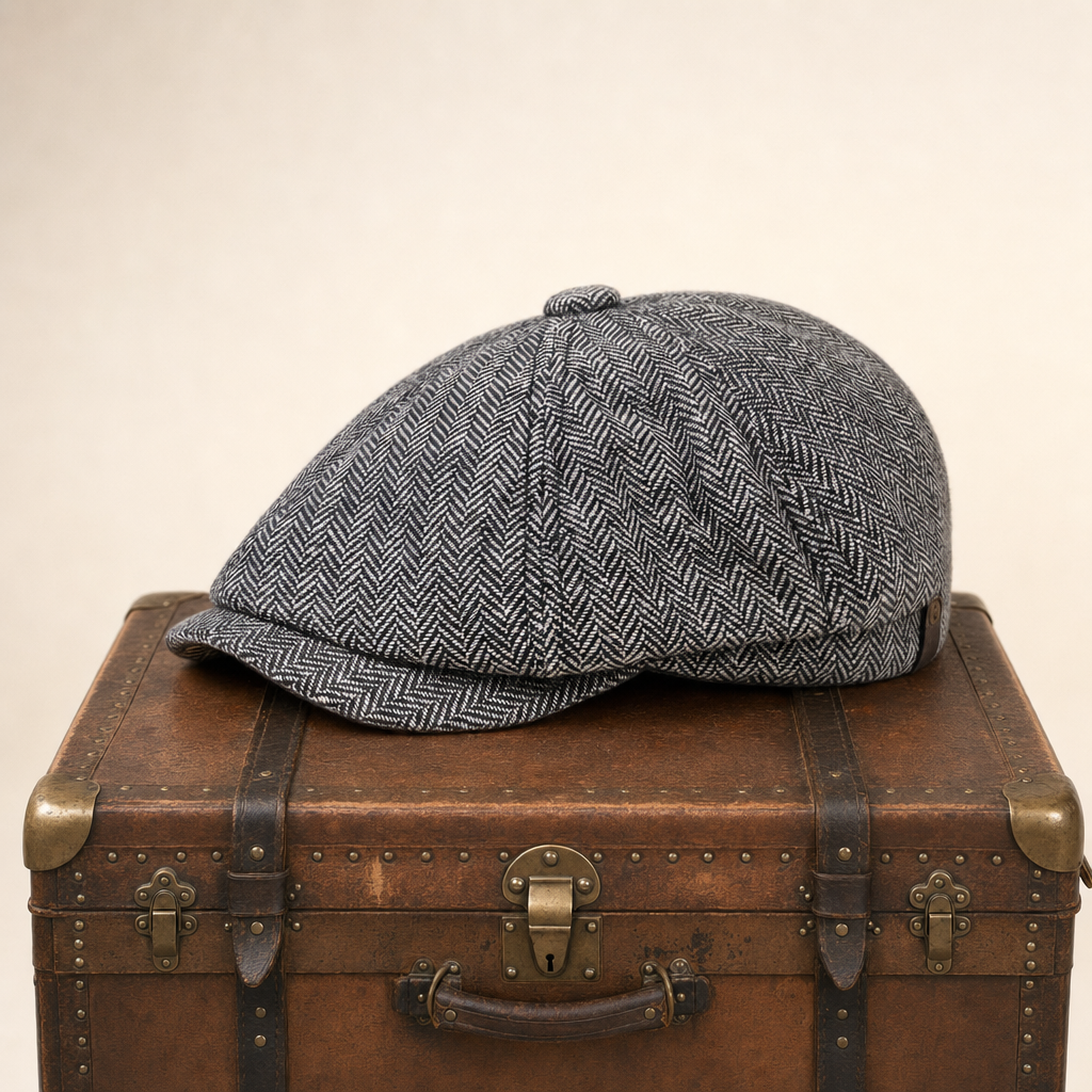 Wollen flatcap met visgraat — ODOORN