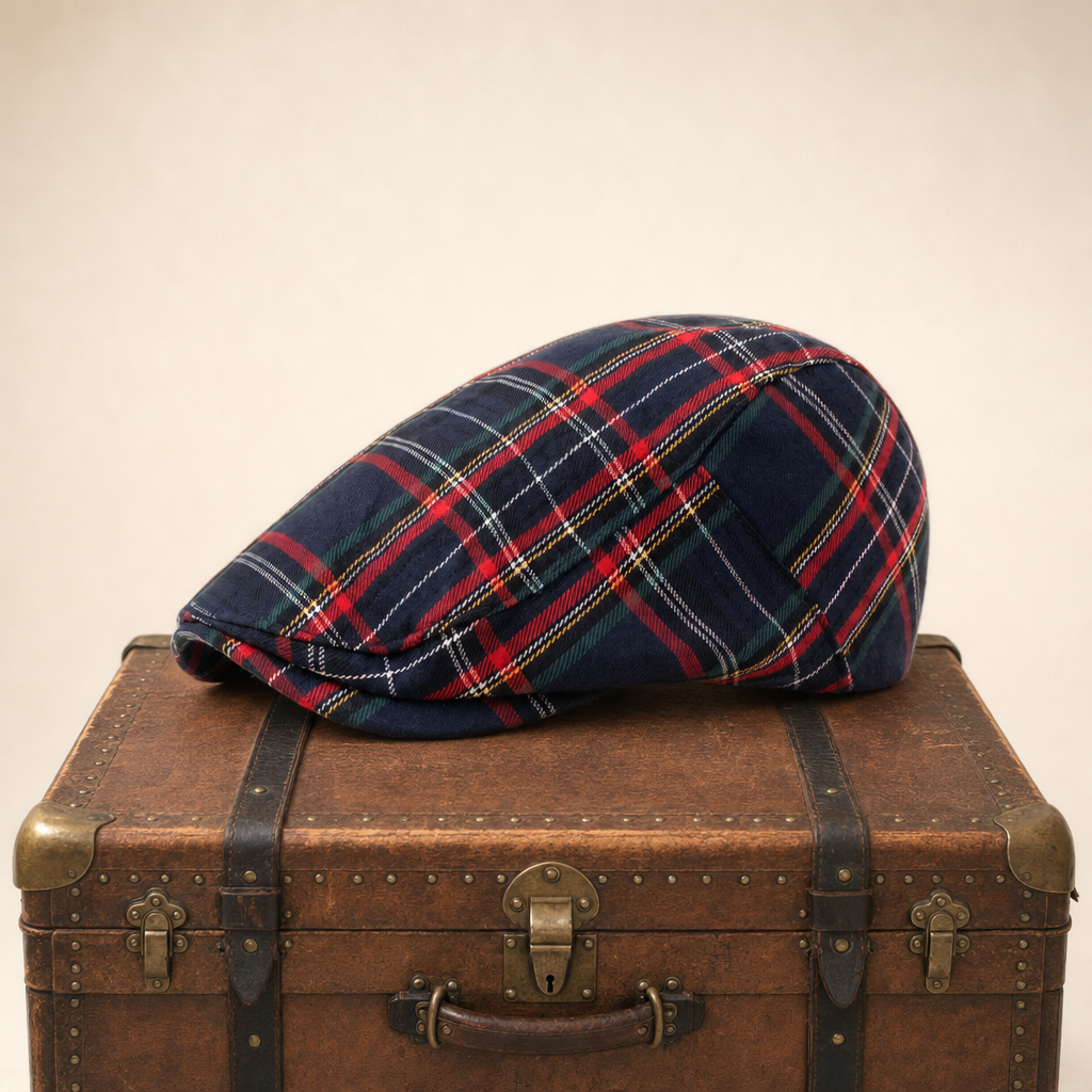 Flatcap van wolmix met tartan — FIJNAART