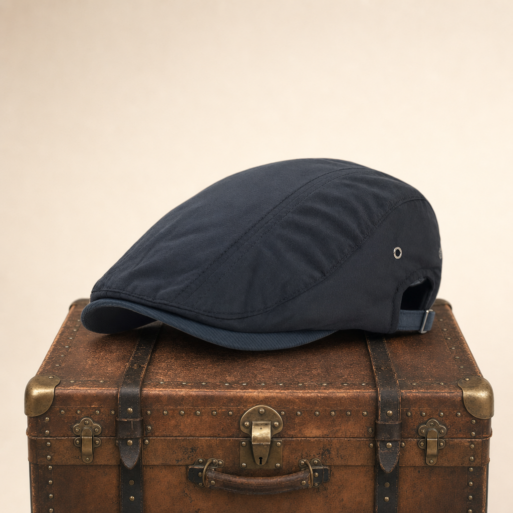 Katoenen flatcap met krijtstreep — HOUTEN