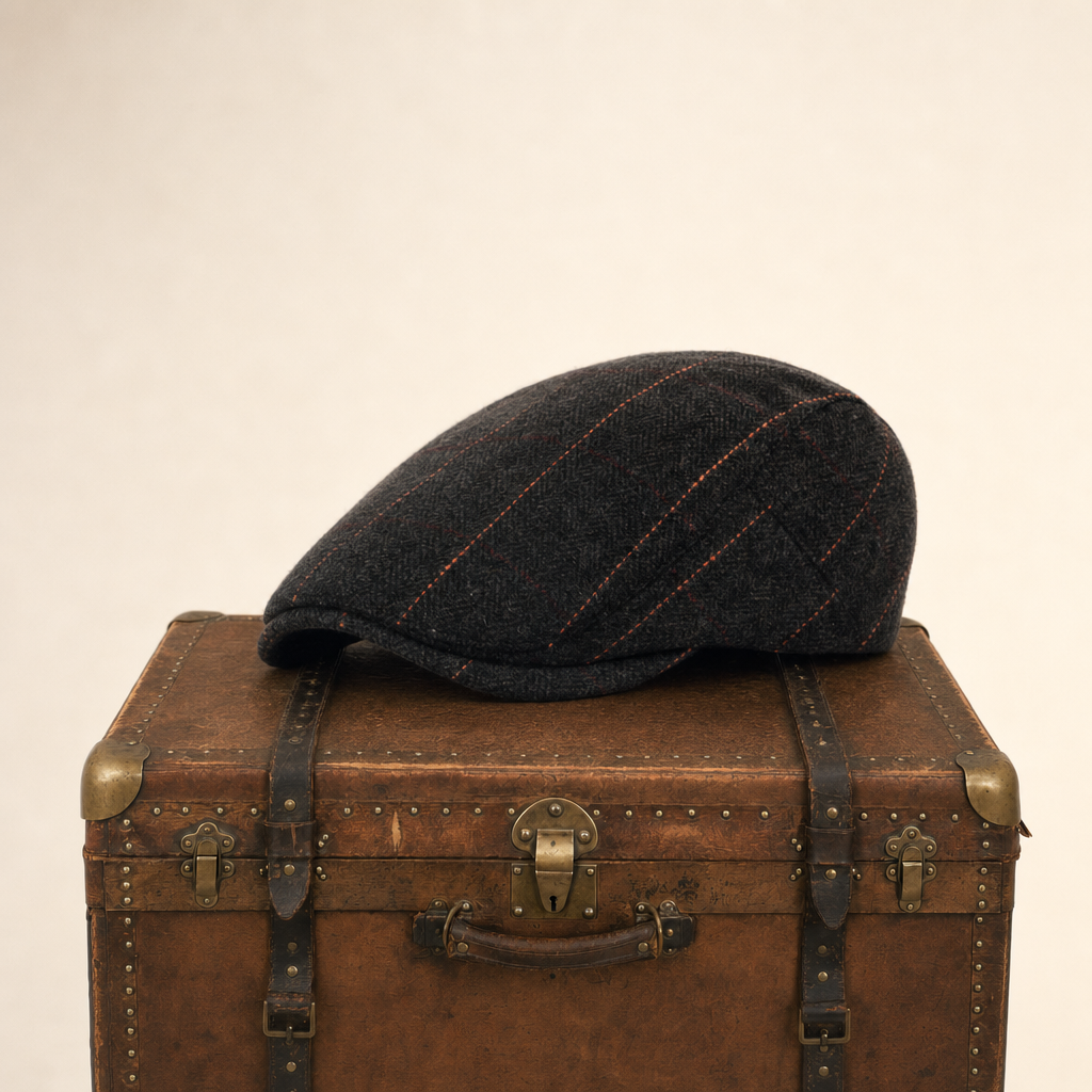 Flatcap van wolmix met visgraat — ZEVENBERGEN