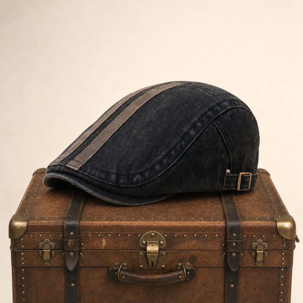 Denim flatcap met strepen — TUITJENHORN