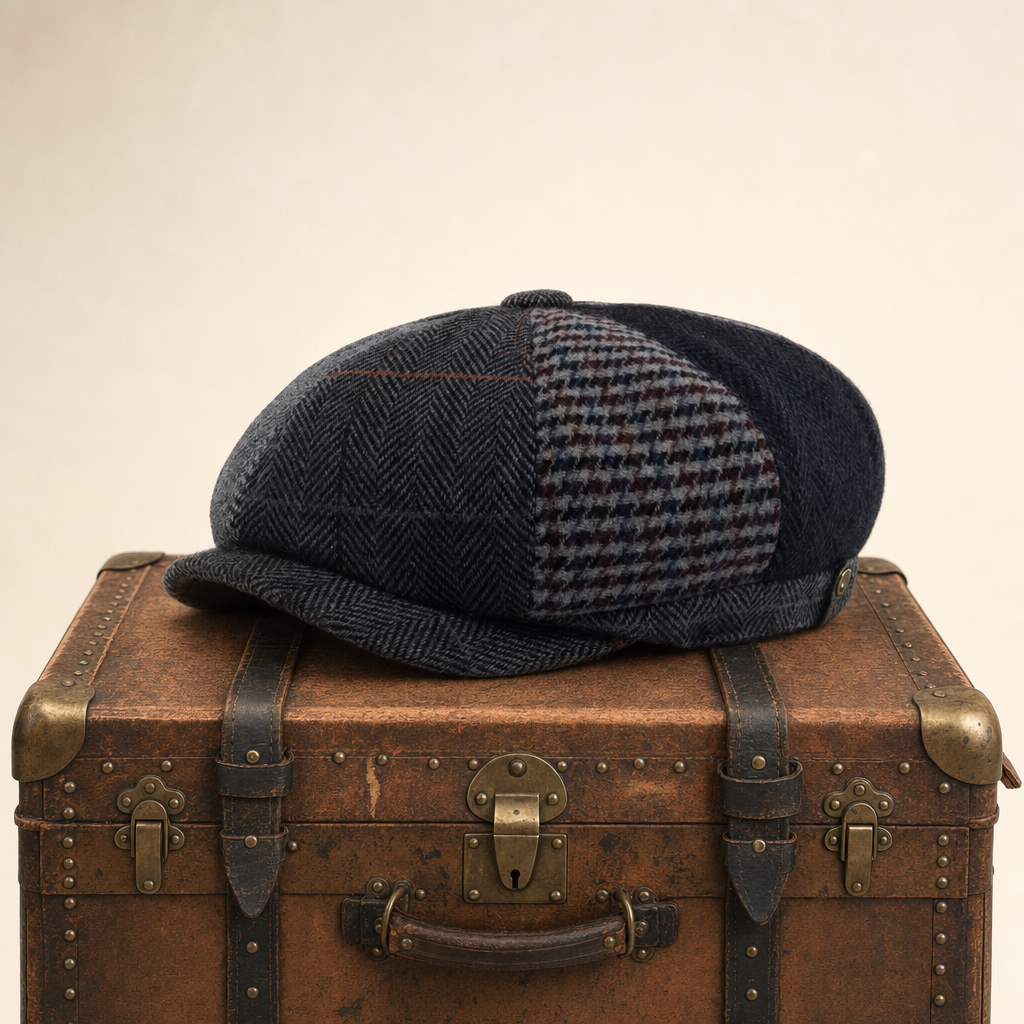 Wollen flatcap met patchwork — HOOGEVEEN
