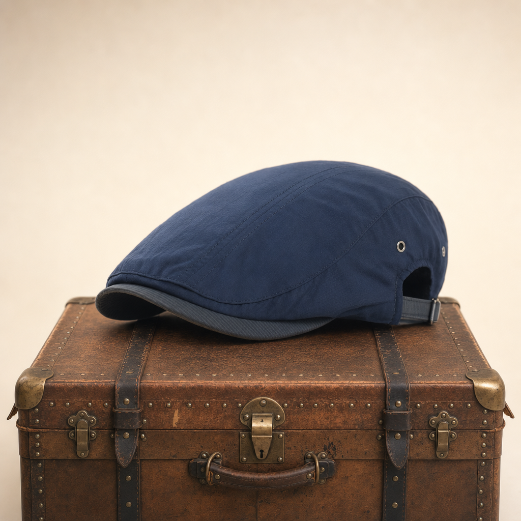 Katoenen flatcap met krijtstreep — HOUTEN
