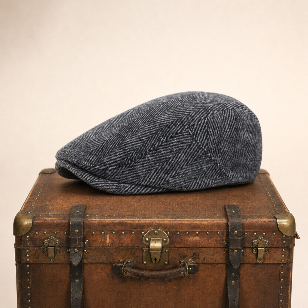 Wollen flatcap met visgraat — HEILOO