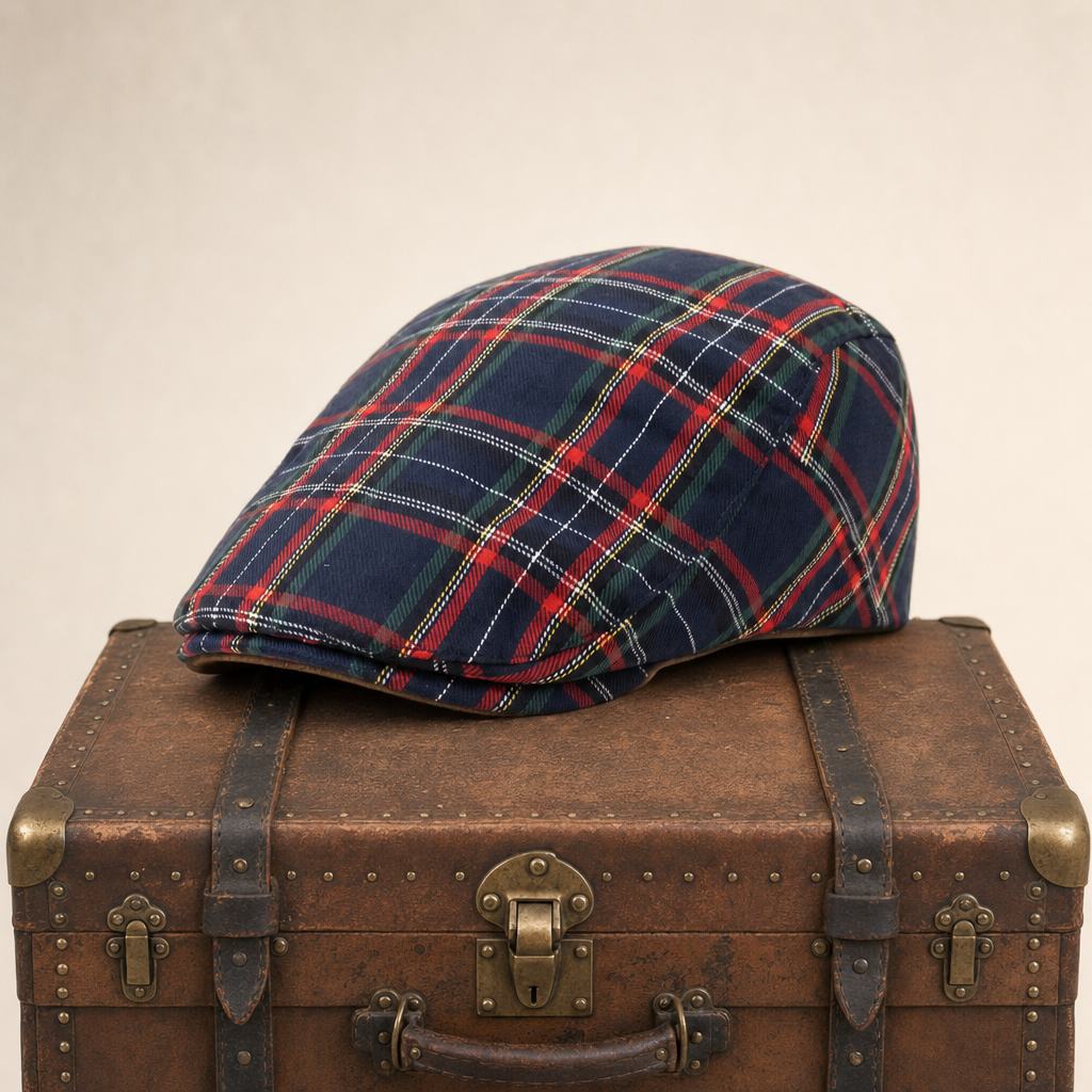 Flatcap van wolmix met ruit — GELDROP