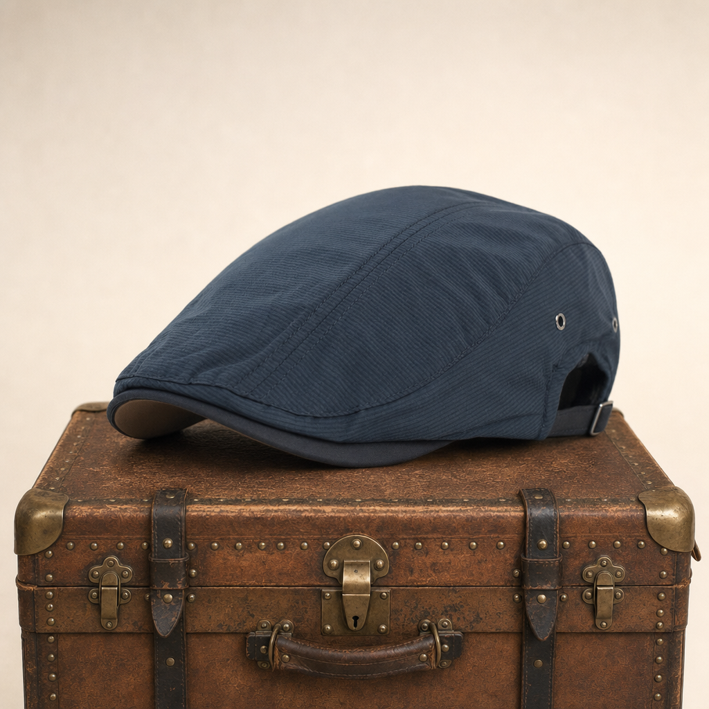 Katoenen flatcap met krijtstreep — HOUTEN