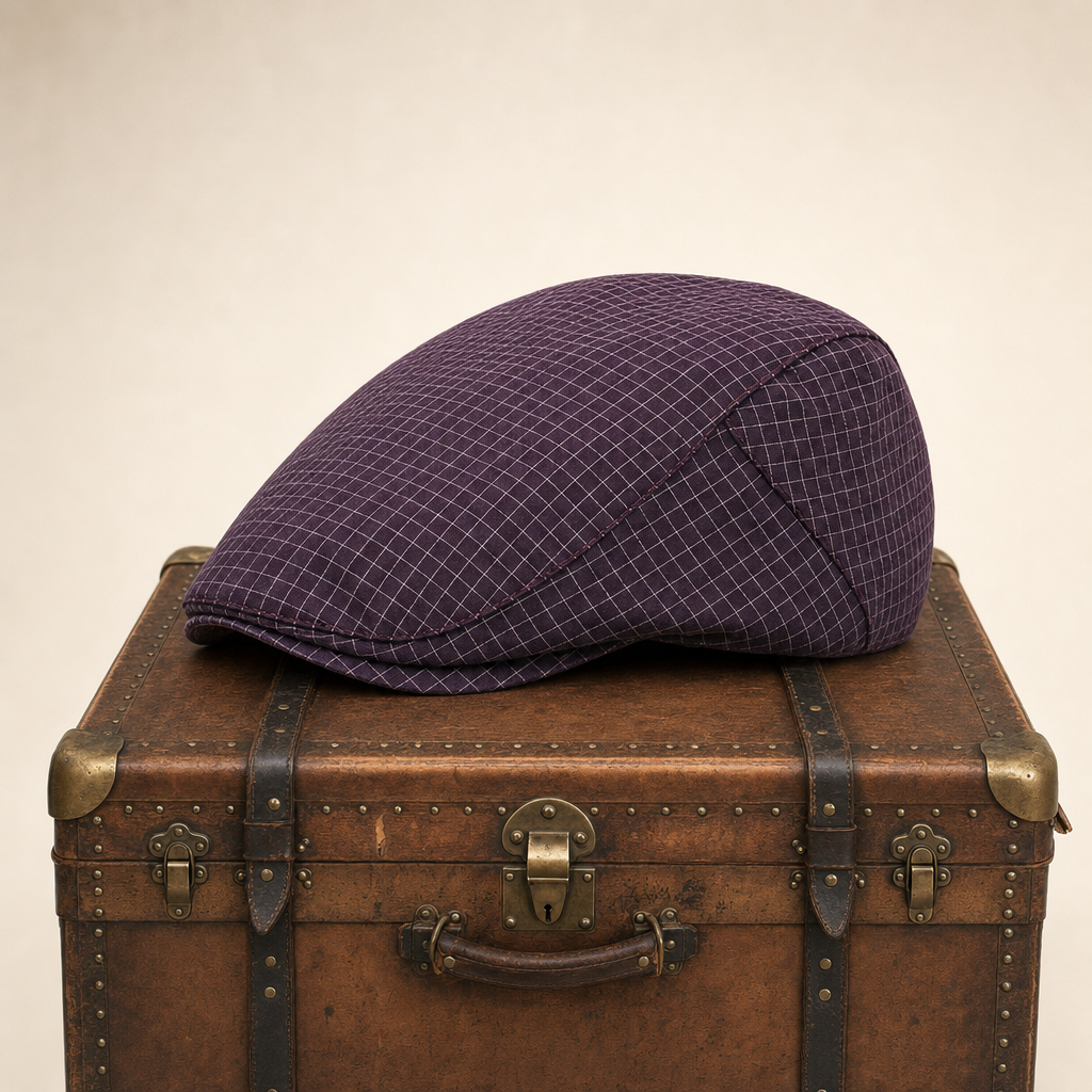 Katoenen flatcap met ruitpatroon — MARGRATEN