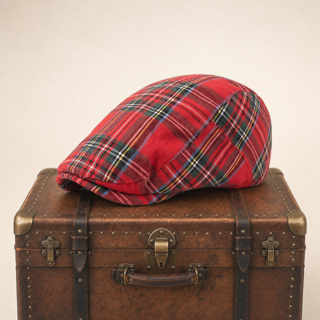 Flatcap van wolmix met tartan — FIJNAART