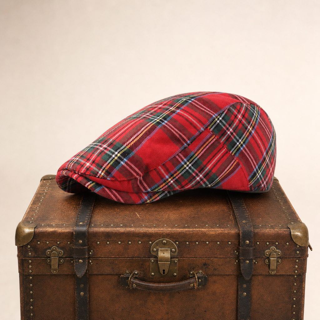 Flatcap van wolmix met tartan — GROESBEEK