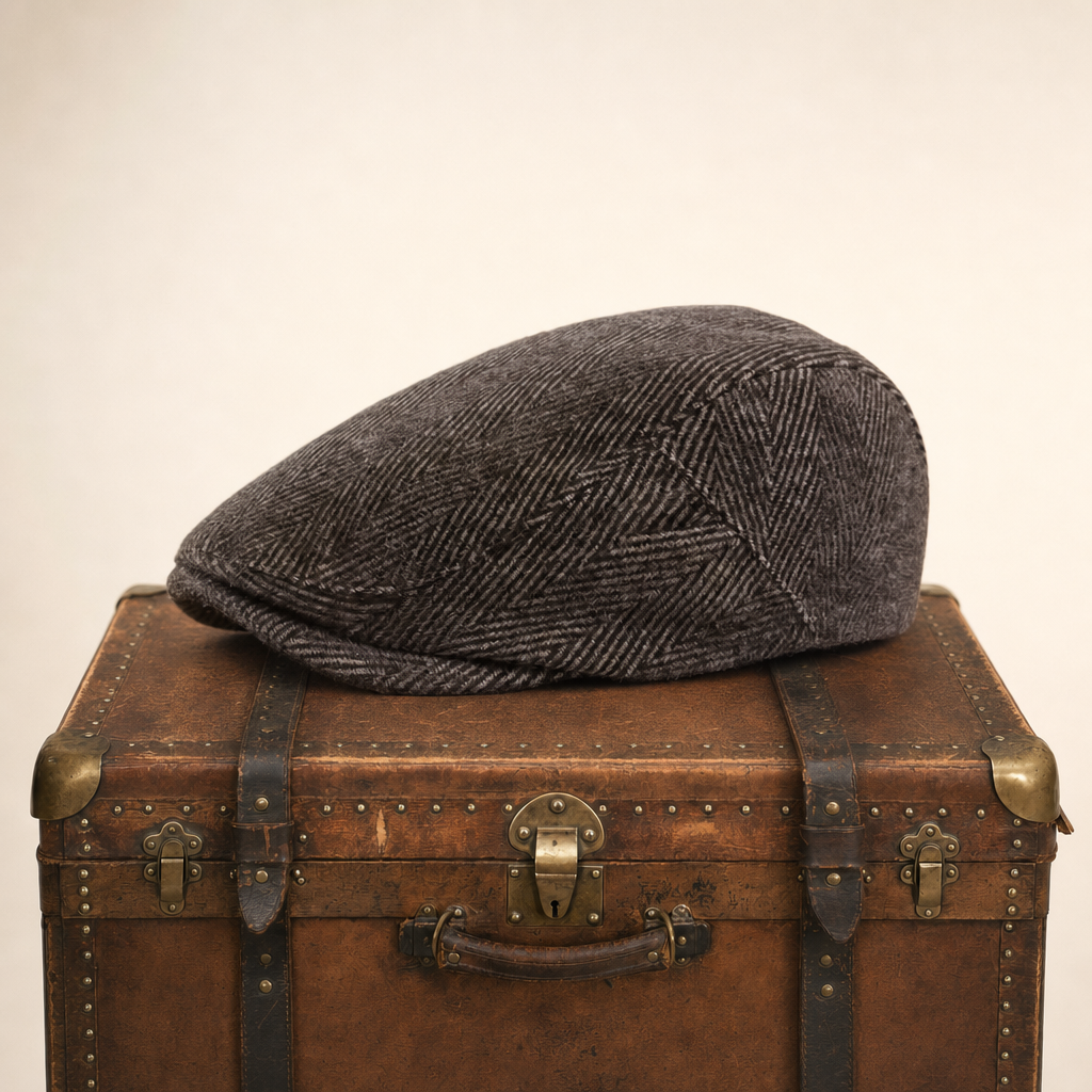 Wollen flatcap met visgraat — HEILOO