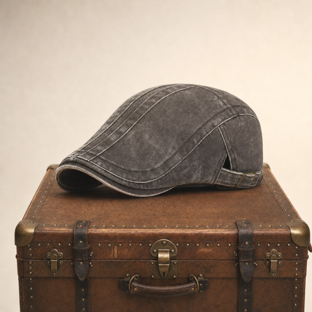 Denim flatcap met strepen — YERSEKE